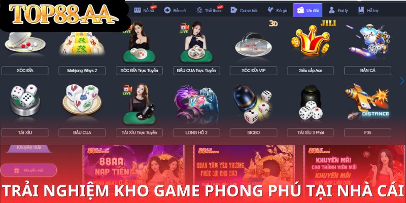 Trải nghiệm kho game phong phú tại nhà cái